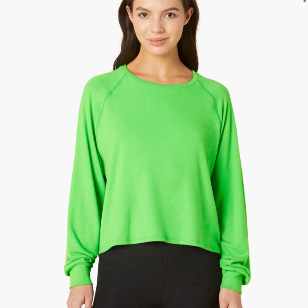 Beyond yoga slouchy lounge pullover honeydew pop - Picture 2 of 2